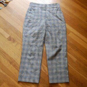 Rebecca Taylor Plaid Suiting Pant Cotton Wool Grey Plaid Straight